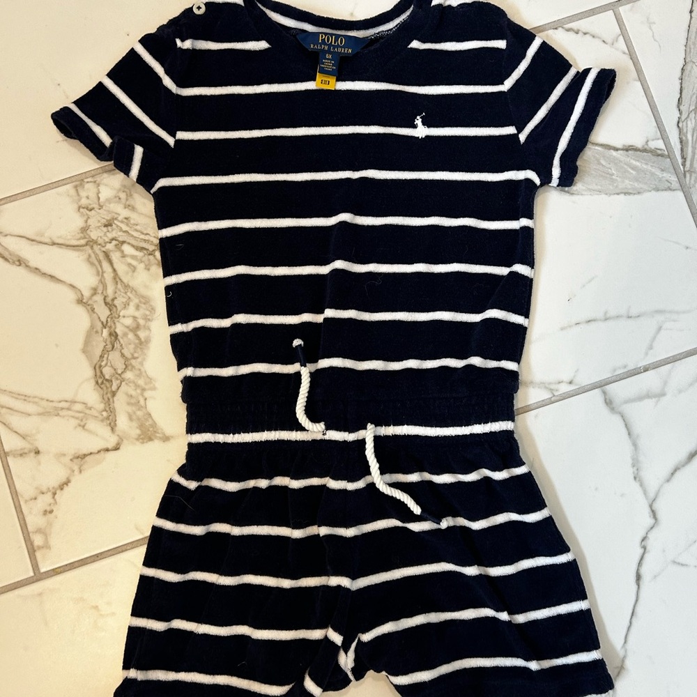 Polo Ralph Lauren Navy Striped Romper
